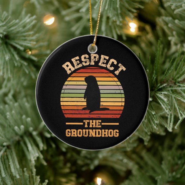 Respektieren des Urlaubsortes Groundhog Keramik Ornament (Baum)