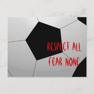 Respektieren Sie alle, fürchten Sie keinen Fußball Postkarte