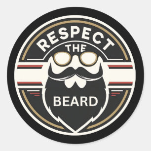 Respektieren Sie den Bart, Funny Beard Lover Runder Aufkleber