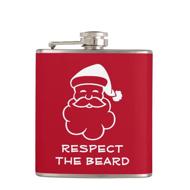 Respektieren Sie den Bart lustige Weihnachtsgeträn Flachmann (Vorderseite)