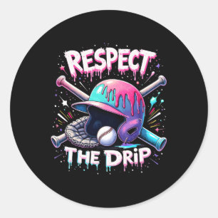 Respektieren Sie den Tropfen Baseball Ice Cream Tr Runder Aufkleber