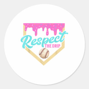 Respektieren Sie den Tropfen Baseball Zuhause Plat Runder Aufkleber