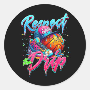 Respektieren Sie den Tropfen Basketball Ice Cream  Runder Aufkleber