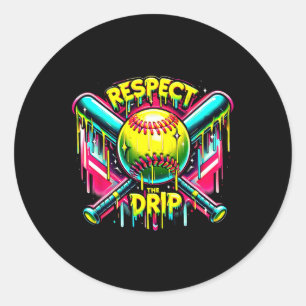 Respektieren Sie den Tropfen Softball Zuhause Plat Runder Aufkleber