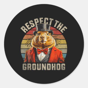 Respektieren Sie die Groundhog Ground Hog Retro Su Runder Aufkleber