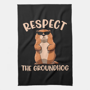 Respektiert das Murmeltier -Woodchuck Murmeltierta Geschirrtuch
