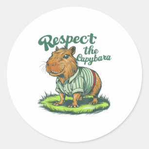 Respektiert die Capybara - Lustiges Foto Nagetier Runder Aufkleber