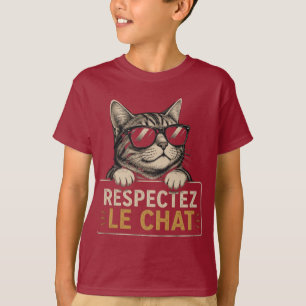 Respektiert die Katze – Illustration einer Katze m T-Shirt