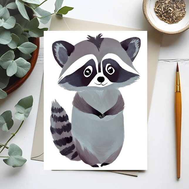 Respektvolles Raccoon | Süße Tier Wasserfarbe Postkarte (Von Creator hochgeladen)