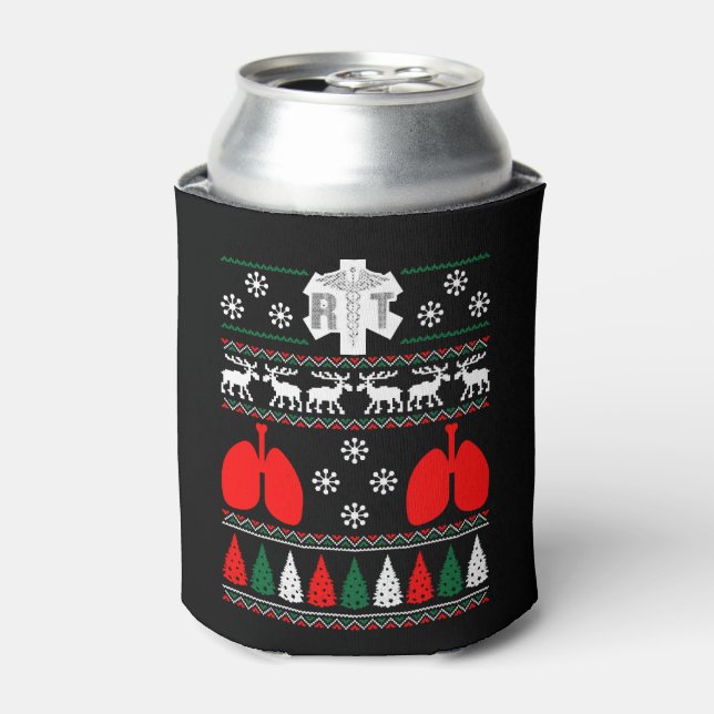 Respiratorische RT Ugly Christmas Sweater Xmas Dosenkühler (Kanne Vorderseite)