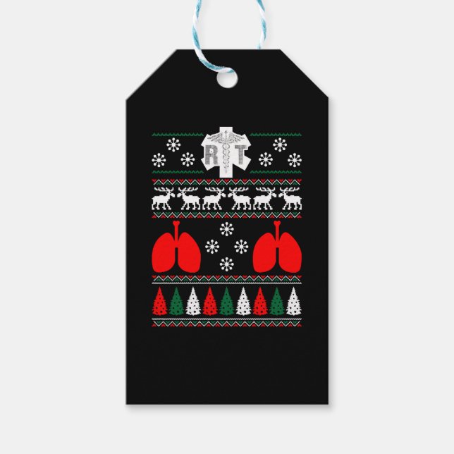 Respiratorische RT Ugly Christmas Sweater Xmas Geschenkanhänger (Vorderseite)