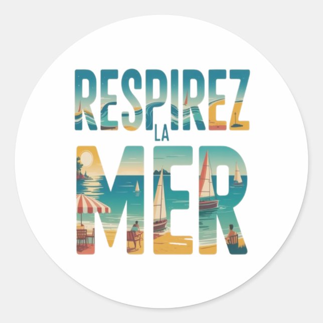 Respirer la Mer Runder Aufkleber (Vorderseite)
