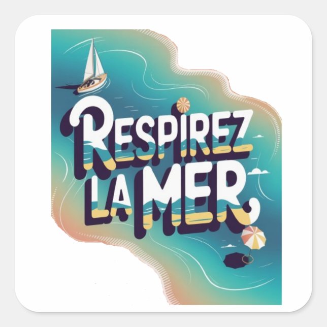 Respirey la mer quadratischer aufkleber (Vorderseite)