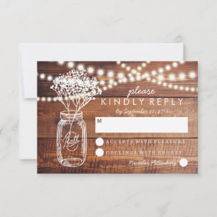 RESPONS RSVP MARIAGE JAR MASON CAMPAGNE RUSTIQUE R