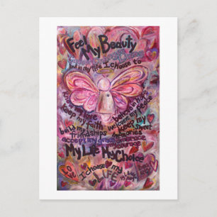 Ressentez ma beauté rose cancer Ange carte postale
