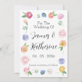 Ressort Aquarelle Floral Enregistrer La Carte Date