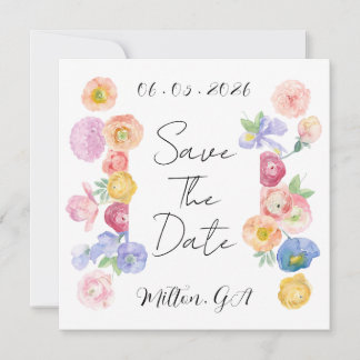 Ressort Aquarelle Floral Enregistrer La Carte Date