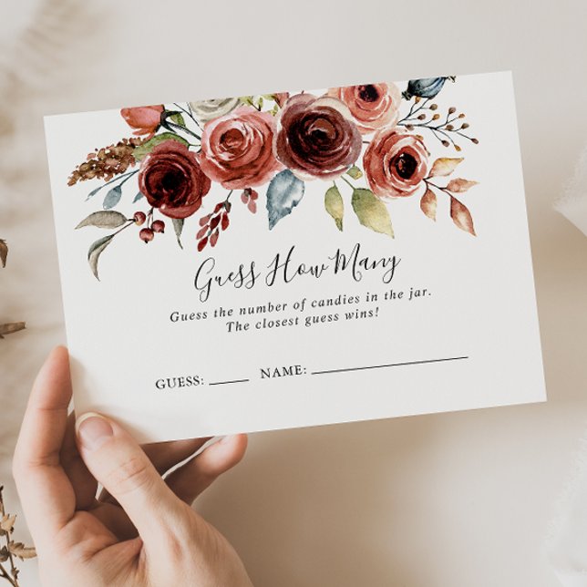 Ressort Élégant Floral Devinez Combien De Carte De (Créateur téléchargé)