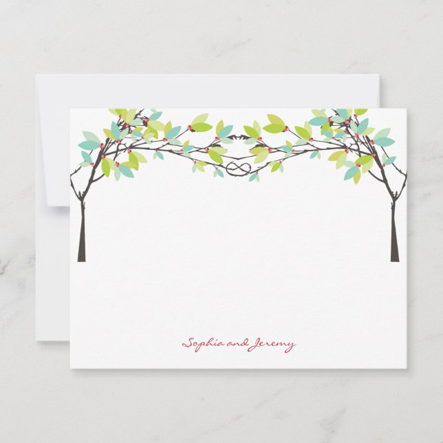 Ressort Feuille noué Amour Arbres Carte de remerci (Devant)