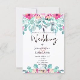 Ressort rose faire-part de mariage floral