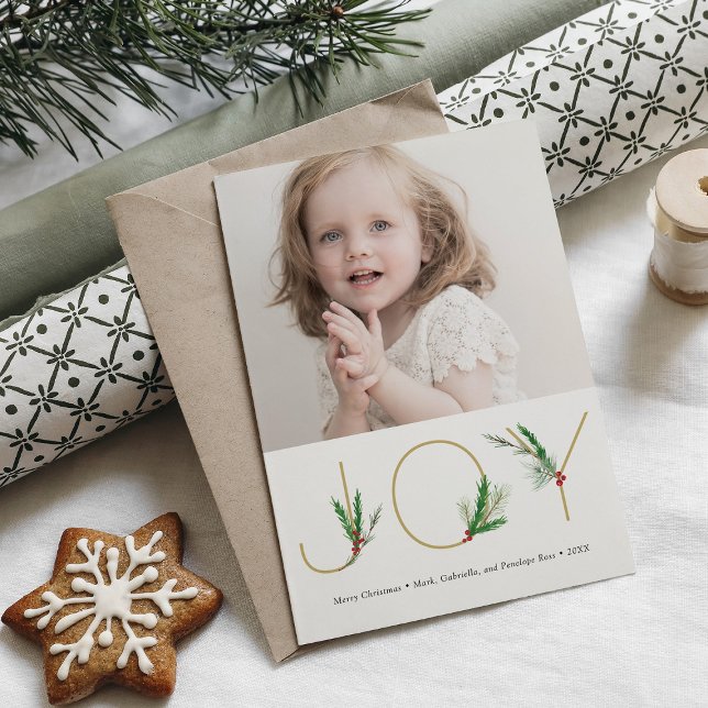 Ressorts d'aquarelle Noël Joy Carte photo (Créateur téléchargé)