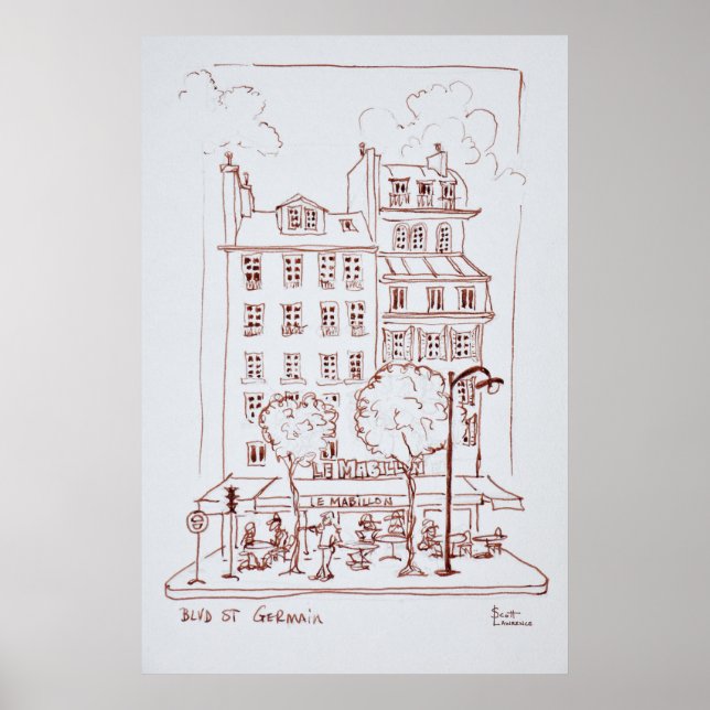 Restaurant am Boulevard | Saint-Germain, Paris Poster (Vorne)