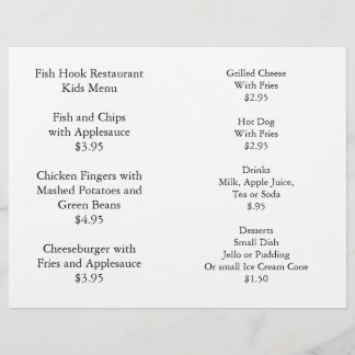 Restaurant bietet Kindermenü Farbpaket