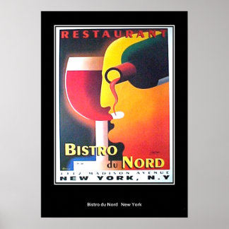 Restaurant Bistro Du Nord New York Art Deco Plakat