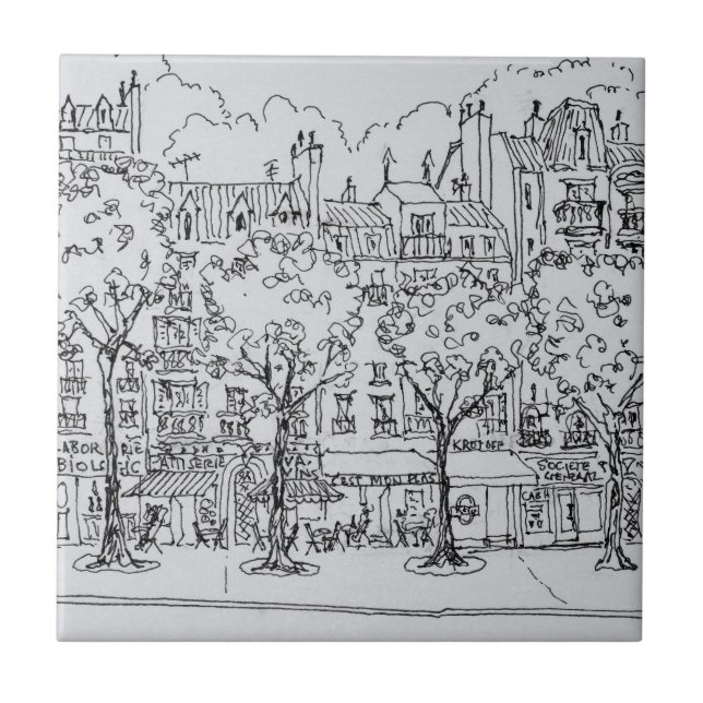 Restaurant Boulevard Montparnasse| Paris, Frankrei Fliese (Vorderseite)