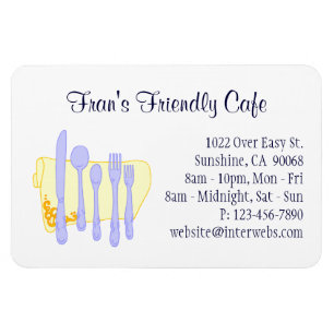 Restaurant Business Card Blue Custom Magazine Magnet