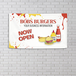 Restaurant Business Open Hamburger Sign Banner