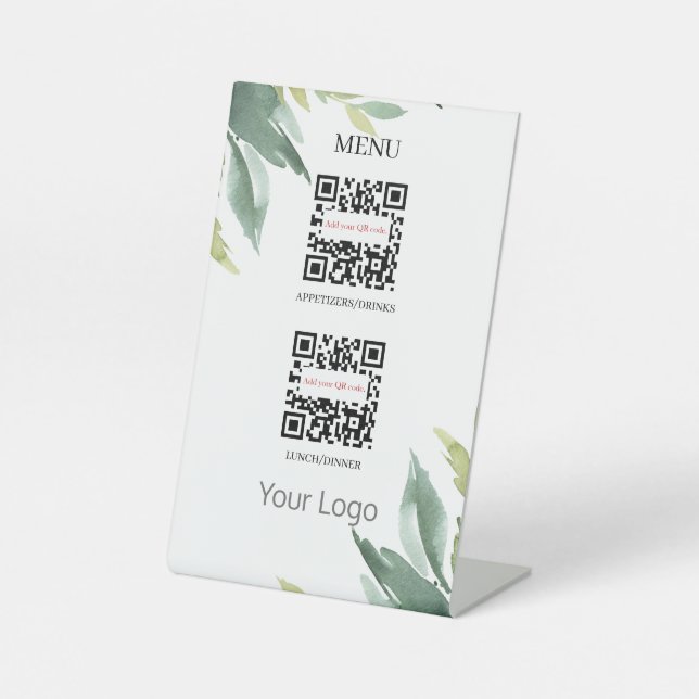 Restaurant Business QR Menü Ihr Logo hier Sockelschild (Vorderseite)