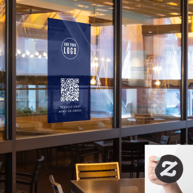 Restaurant Café hinzufügen Logo und QR-Code benutz Fensteraufkleber (Restaurantfenster)