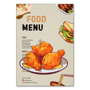 Restaurant/Cafeteria Menus Tischnummer
