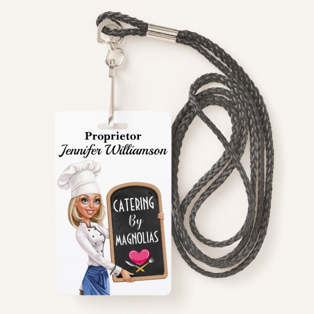 Restaurant - Catering Lanyard Abzeichen Ausweis (Vorderseite mit Schlüsselband)