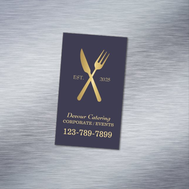 Restaurant Cutlery Koch Caterer Catering Magnetische Visitenkarte (Beispiel)