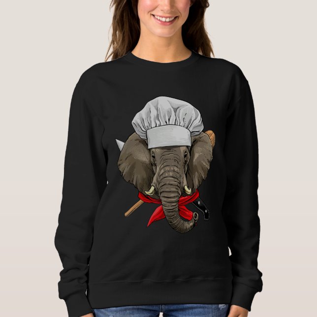 Restaurant Elephant Chef Kitchen Cook Culinary Coo Sweatshirt (Vorderseite)