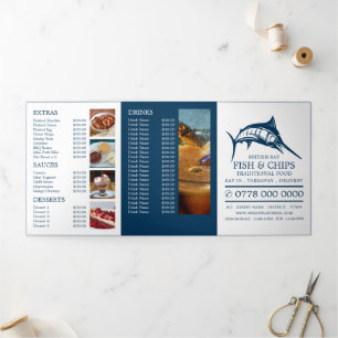 Restaurant "Fish & Chip" Menü "Tri-Fold Flyer"