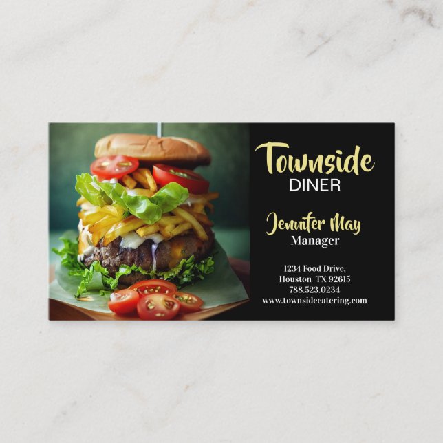 Restaurant Food Diner Beef Burger Visitenkarte (Vorderseite)