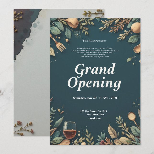 Restaurant Grand Opening Einladung (Vorne/Hinten)