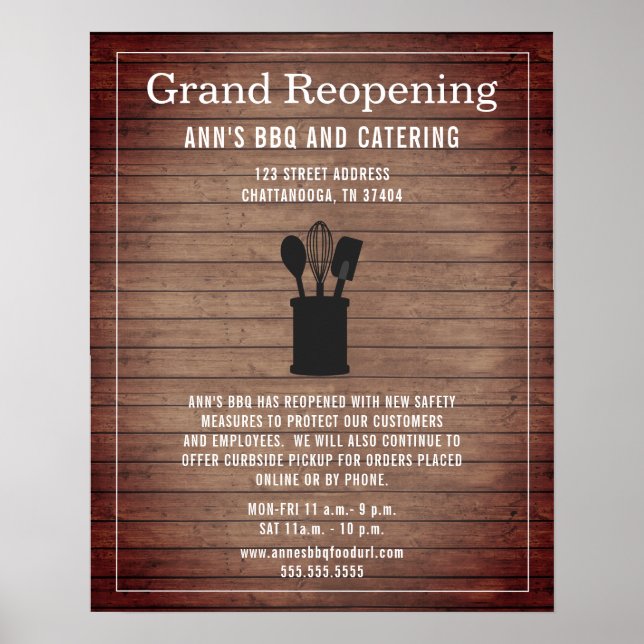 Restaurant Grand Wiedereröffnung Covid Sicherheit  Poster (Vorne)