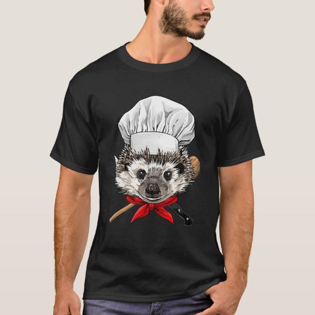 Restaurant Hedgehog Chef Kitchen Cook Culinary Coo T-Shirt (Vorderseite)