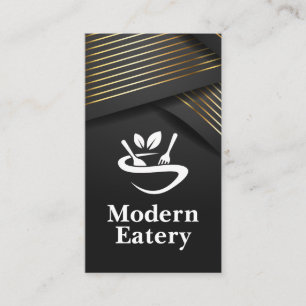 Restaurant-Logo   Goldstreifen   Schwarzes Band Visitenkarte