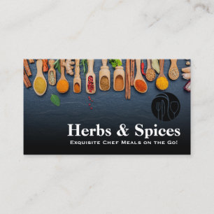 Restaurant-Logo   Kräuter und Gewürze auf Spoons Visitenkarte