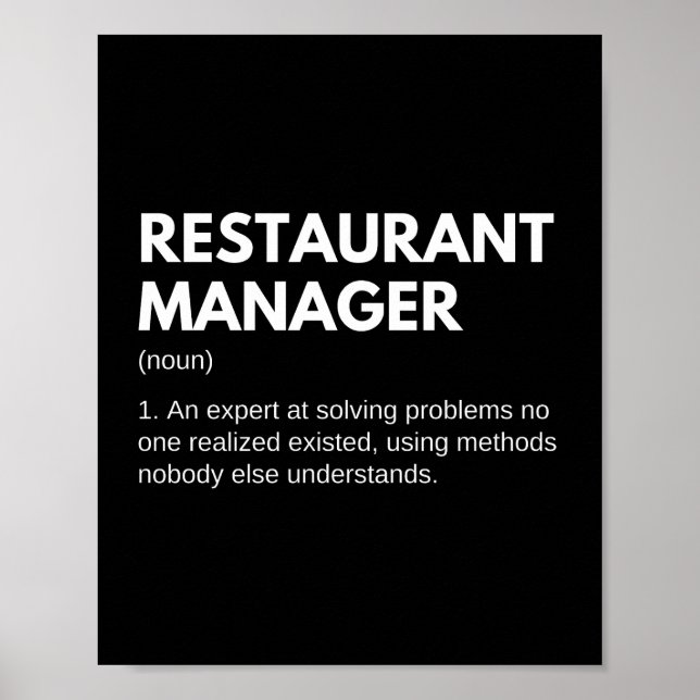 Restaurant-Manager Funny Definition Poster (Vorne)