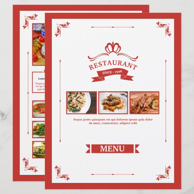 Restaurant-Menü-Flugblattvorlage (Vorne/Hinten)