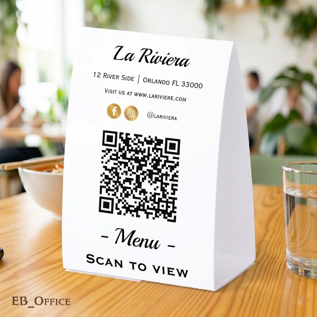 Restaurant-Menü-QR-Code-Doppelseitiges Tischschild Tischaufsteller (Personalized Scan Menu
Minimalist 4” X 6”
)