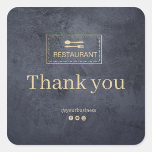 Restaurant mit eigenem Logo Vielen Dank für Ihre Quadratischer Aufkleber