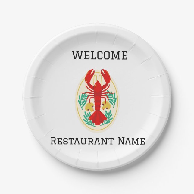 Restaurant mit Meeresfrüchten Empfang Red Hummer P Pappteller (Vorderseite)