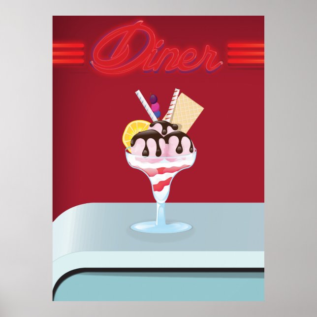Restaurant mit Vintagem Eis Poster (Vorne)